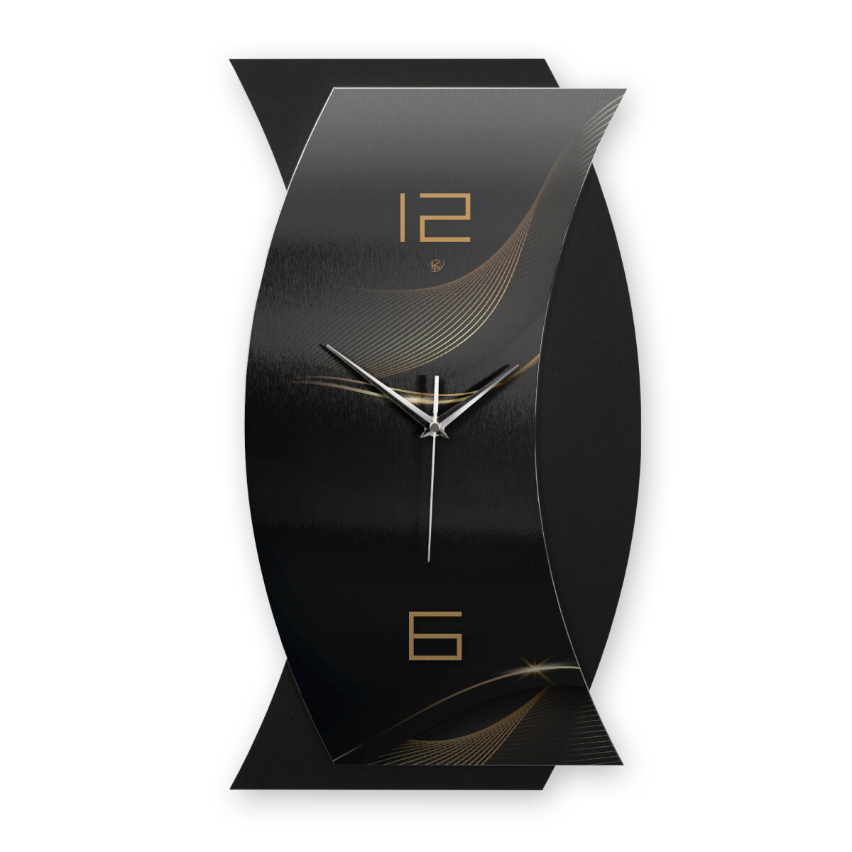 Dark Waves Designer-Wanduhr in modernem Metallic-Look | B-Ware