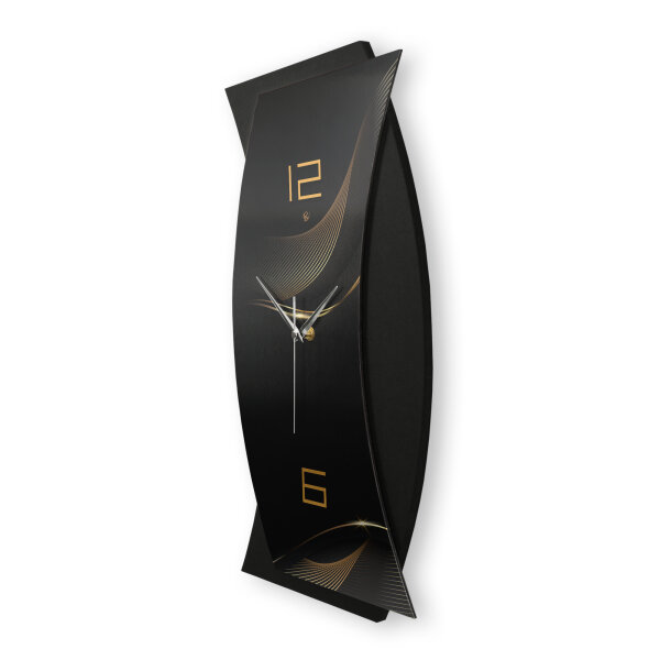 Dark Waves Designer-Wanduhr in modernem Metallic-Look |...