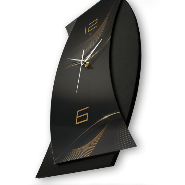 Dark Waves Designer-Wanduhr in modernem Metallic-Look | B-Ware