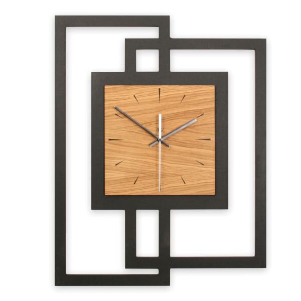 Designer Wanduhr aus Holz mit Akzent aus...