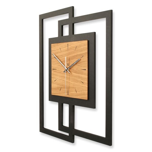 Designer Wanduhr aus Holz mit Akzent aus...
