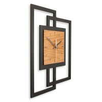 Designer Wanduhr aus Holz mit Akzent aus Eiche-Echtholzfurnier | B-Ware