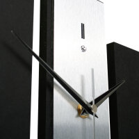 Designer-Standuhr „Stairs“ aus Holz – schwarze Tischuhr in modernem Metallic-Look ohne Ticken