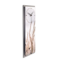 Relax Gras – 3D Design-Wanduhr mit silbernem Alu-Rahmen