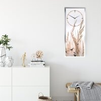 Relax Gras – 3D Design-Wanduhr mit silbernem Alu-Rahmen
