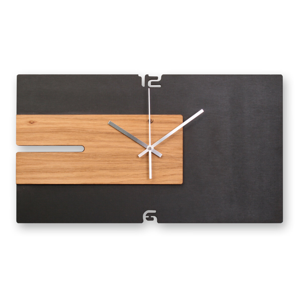 Horizora – Designer-Wanduhr aus MDF mit Alu, Echtholz oder Steinfurnier