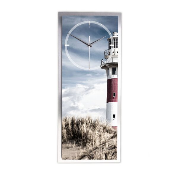 Leuchtturm – 3D Design-Wanduhr mit silbernem...