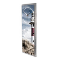 Leuchtturm – 3D Design-Wanduhr mit silbernem Alu-Rahmen