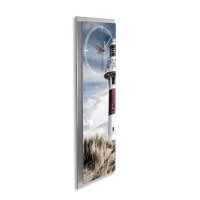 Leuchtturm – 3D Design-Wanduhr mit silbernem Alu-Rahmen