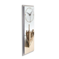 Schiff – 3D Design-Wanduhr mit silbernem Alu-Rahmen