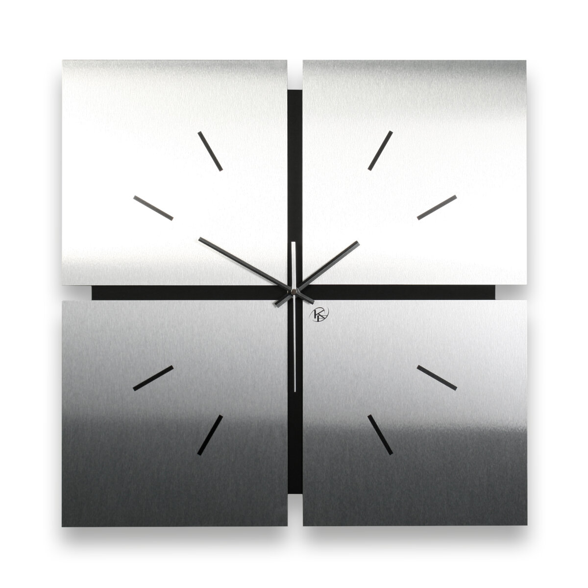 Squares – Designer-Wanduhr aus MDF mit Alu, Echtholz oder Steinfurnier