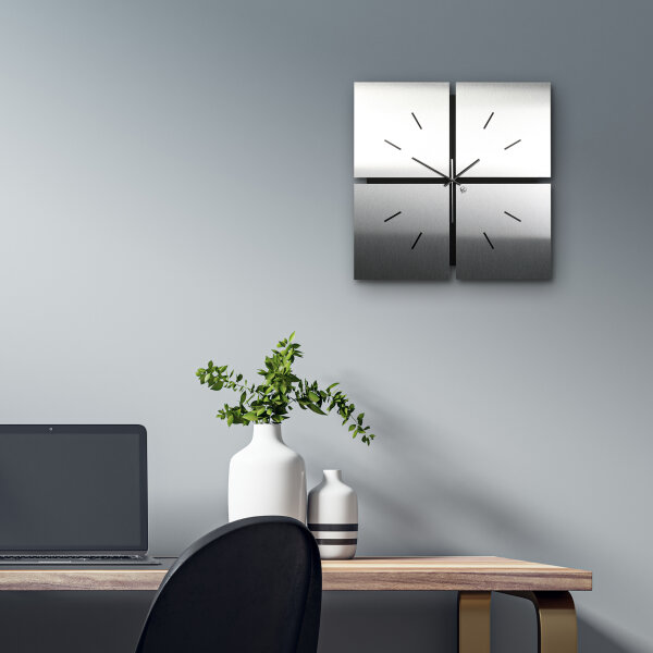 Squares – Designer-Wanduhr aus MDF mit Alu, Echtholz oder Steinfurnier