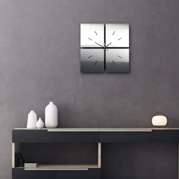 Squares – Designer-Wanduhr aus MDF mit Alu, Echtholz oder Steinfurnier