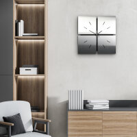 Squares – Designer-Wanduhr aus MDF mit Alu, Echtholz oder Steinfurnier