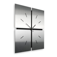 Squares – Designer-Wanduhr aus MDF mit Alu, Echtholz oder Steinfurnier