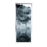 Wolf – 3D Design-Wanduhr mit silbernem Alu-Rahmen