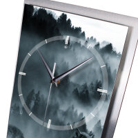 Wolf – 3D Design-Wanduhr mit silbernem Alu-Rahmen