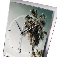 Chill Out Summer – 3D Design-Wanduhr mit silbernem Alu-Rahmen
