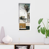 Chill Out Summer – 3D Design-Wanduhr mit silbernem Alu-Rahmen