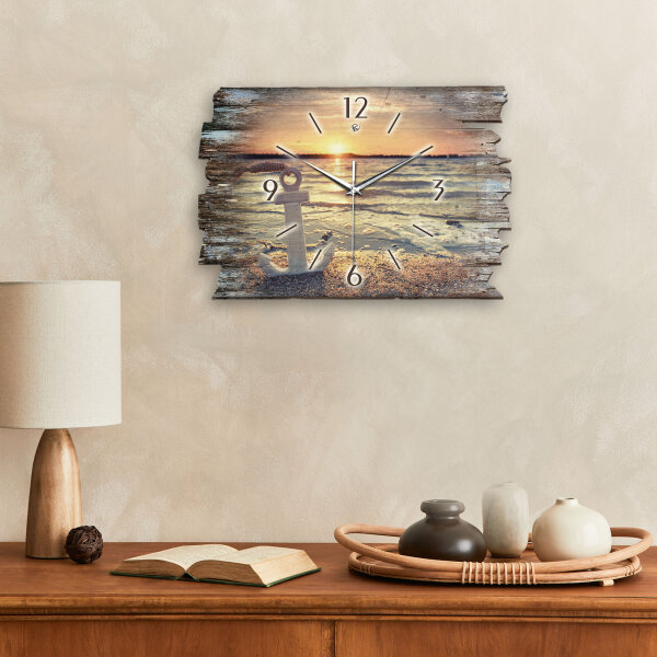 See Designer-Wanduhr aus Holz – leises Uhrwerk