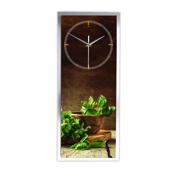 Kräuter Basilikum – 3D Design-Wanduhr mit...