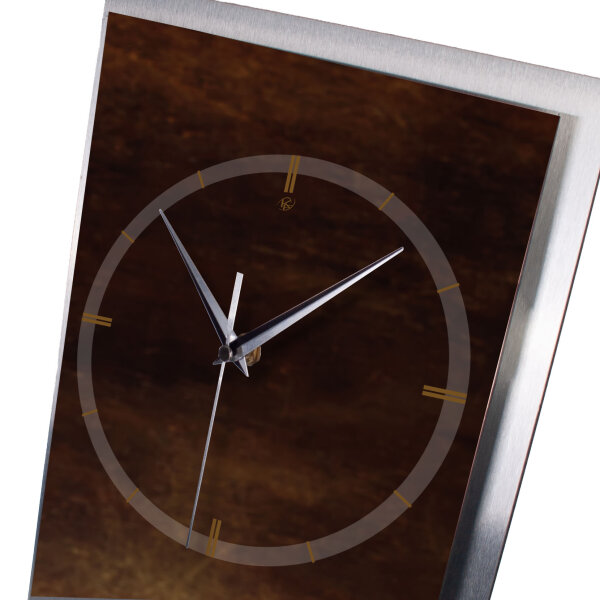 Kräuter Basilikum – 3D Design-Wanduhr mit silbernem Alu-Rahmen