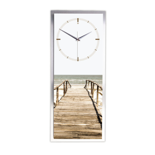 Beach Steg – 3D Design-Wanduhr mit silbernem...