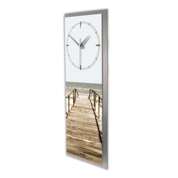 Beach Steg – 3D Design-Wanduhr mit silbernem...