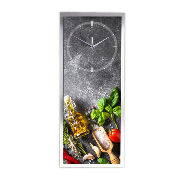 Kräuter – 3D Design-Wanduhr mit silbernem...