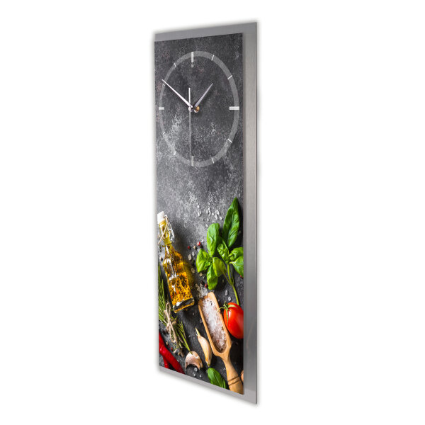 Kräuter – 3D Design-Wanduhr mit silbernem...