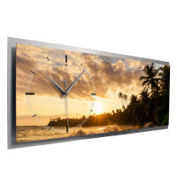 Beach – 3D Design-Wanduhr mit silbernem Alu-Rahmen