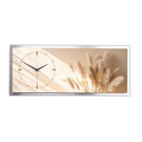 Gräser Relax – 3D Design-Wanduhr mit silbernem Alu-Rahmen