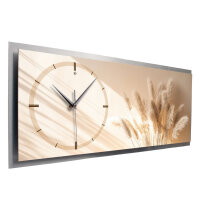 Gräser Relax – 3D Design-Wanduhr mit silbernem Alu-Rahmen
