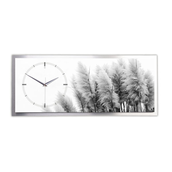 Pampas – 3D Design-Wanduhr mit silbernem Alu-Rahmen