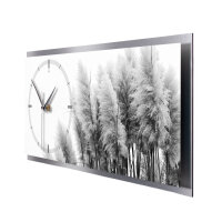 Pampas – 3D Design-Wanduhr mit silbernem Alu-Rahmen