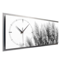 Pampas – 3D Design-Wanduhr mit silbernem Alu-Rahmen