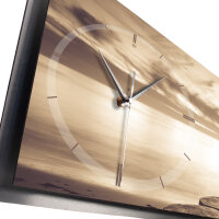 Chill Out Steg – 3D Design-Wanduhr mit silbernem Alu-Rahmen
