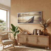 Chill Out Steg – 3D Design-Wanduhr mit silbernem Alu-Rahmen