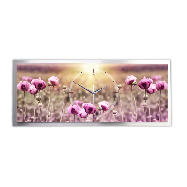 Flowers – 3D Design-Wanduhr mit silbernem Alu-Rahmen