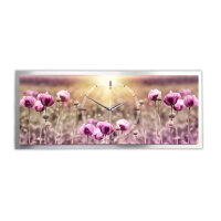 Flowers – 3D Design-Wanduhr mit silbernem Alu-Rahmen