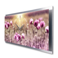 Flowers – 3D Design-Wanduhr mit silbernem Alu-Rahmen