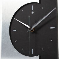 Standuhr „Skyscraper Silver“ aus Holz – schwarze Tisch-Uhr ohne Ticken