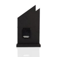 Standuhr „Skyscraper Silver“ aus Holz – schwarze Tisch-Uhr ohne Ticken