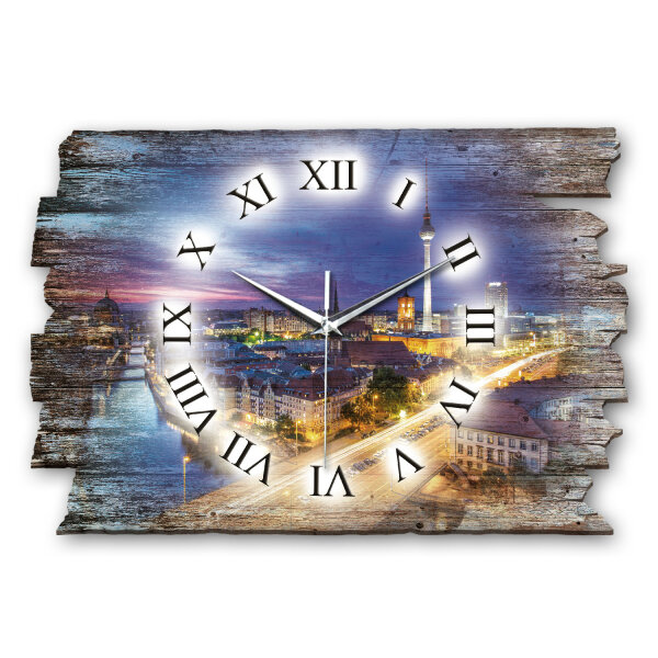 Berlin Designer-Wanduhr aus Holz – leises Uhrwerk