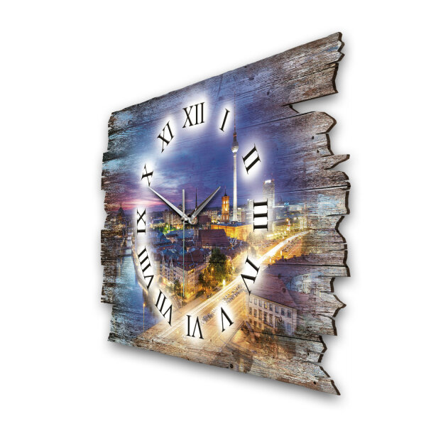 Berlin Designer-Wanduhr aus Holz – leises Uhrwerk