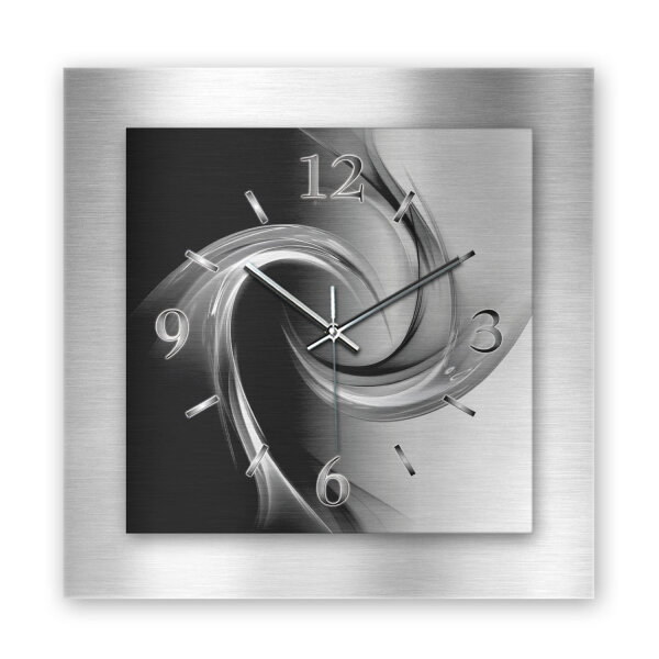 Abstrakt Schwarz Weiß – 3D Design-Wanduhr mit...
