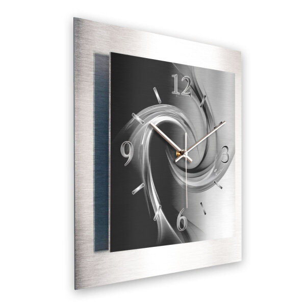 Abstrakt Schwarz Weiß – 3D Design-Wanduhr mit...