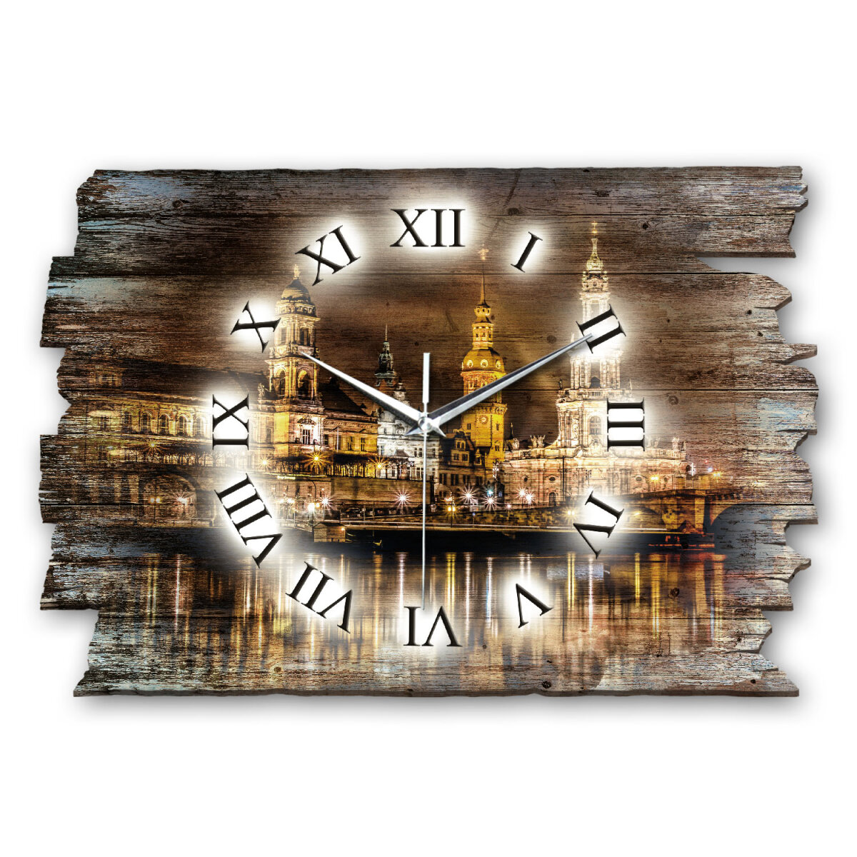 Dresden Designer-Wanduhr aus Holz – leises Uhrwerk