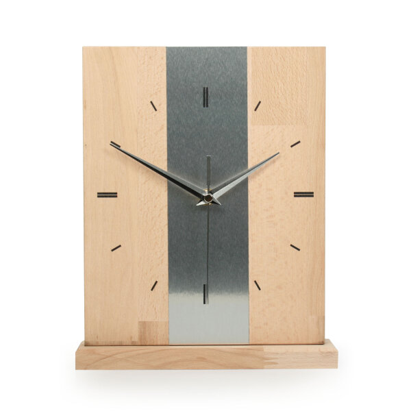 Silver Stripe – Designer-Standuhr aus Massivholz...