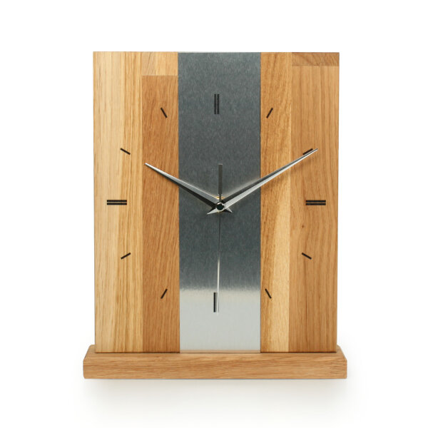 Silver Stripe – Designer-Standuhr aus Massivholz...